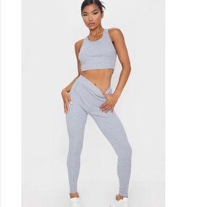 Grey thick rib crop top & high waist legging set